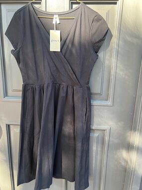 Pact Women’s Black Fit & Flare Crossover Dress